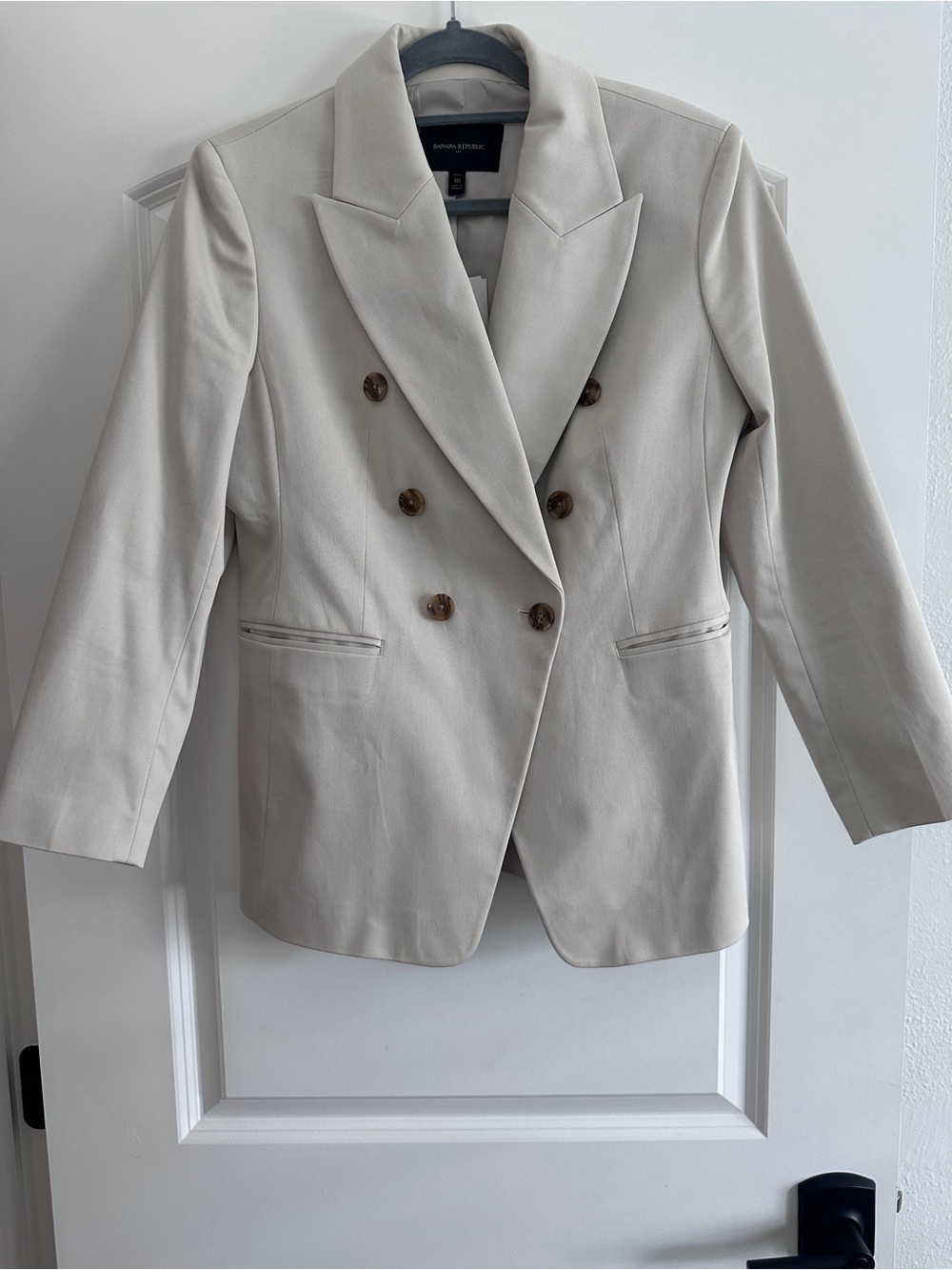 Banana Republic Double-Breasted Cream Blazer